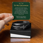 To My Grandson Cross Bracelet – "Ordinary Days" Message Card & Gift Box, Christian Gift for Grandson