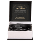 To My Husband Cross Bracelet – "Quiet Prayer" Message Card & Gift Box, Christian Faith Gift for Husband