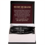 To My Husband Cross Bracelet – "Grateful for You" Message Card & Gift Box, Christian Faith Gift for Husband