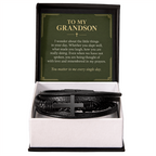 To My Grandson Cross Bracelet – "Every Single Day" Message Card & Gift Box, Christian Gift for Grandson