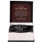 To My Husband Cross Bracelet – "Keep Learning to Love You" Message Card & Gift Box, Christian Faith Gift for Husband