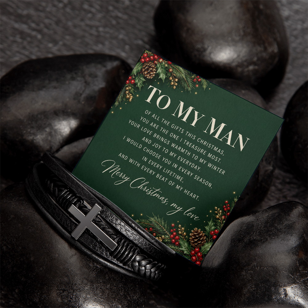 Christmas Gift for Him – A Leather Bracelet with a Love Message Card
