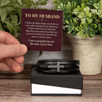 To My Husband Cross Bracelet – "Grateful for You" Message Card & Gift Box, Christian Faith Gift for Husband