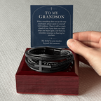 To My Grandson Cross Bracelet – "Beyond This Moment" Message Card & Gift Box, Christian Gift for Grandson
