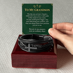 To My Grandson Cross Bracelet – "Ordinary Days" Message Card & Gift Box, Christian Gift for Grandson