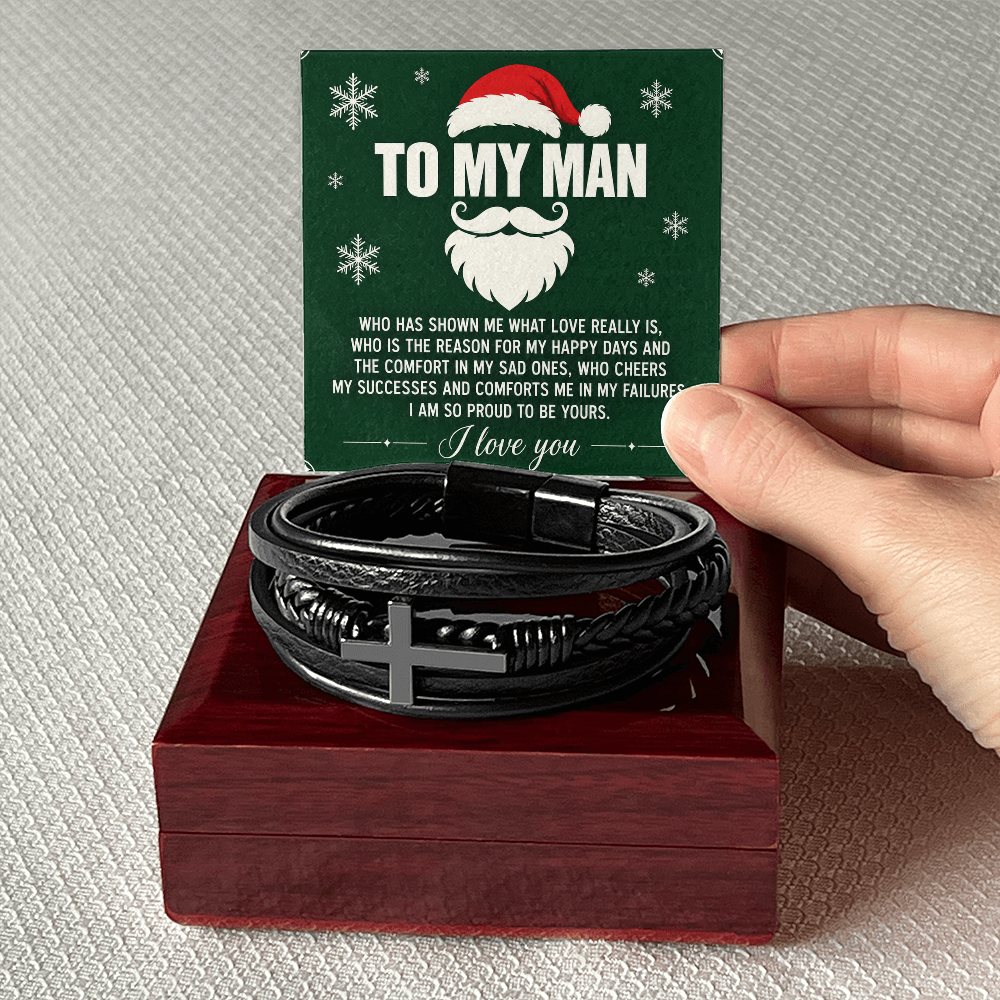 Christmas Gift for Him – A Leather Bracelet with a Love Message Card