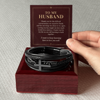 To My Husband Cross Bracelet – "Keep Learning to Love You" Message Card & Gift Box, Christian Faith Gift for Husband