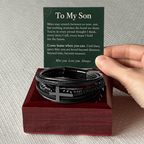 To My Son Cross Bracelet – "Beyond Distance" Message Card & Gift Box, Inspirational Gift for Son