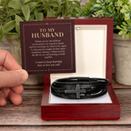 To My Husband Cross Bracelet – "Keep Learning to Love You" Message Card & Gift Box, Christian Faith Gift for Husband