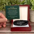 To My Grandson Cross Bracelet – "So Beautiful" Message Card & Gift Box, Christian Gift for Grandson