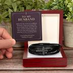 To My Husband Cross Bracelet – "Peace Today" Message Card & Gift Box, Christian Faith Gift for Husband