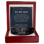 To My Son Cross Bracelet – "Belong in My Heart" Message Card & Gift Box, Christian Faith Gift for Son