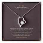To My Grandmother Necklace – Forever Love Heart Pendant with Thank You Message Card & Gift Box