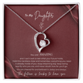 To My Daughter Necklace – You Are Amazing Forever Love Heart Pendant with Message Card & Gift Box