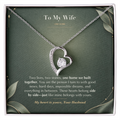 To My Wife Necklace from Husband – Forever Love Heart Pendant with One Home Message Card & Gift Box