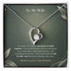 To My Wife Necklace from Husband – Forever Love Heart Pendant with One Home Message Card & Gift Box