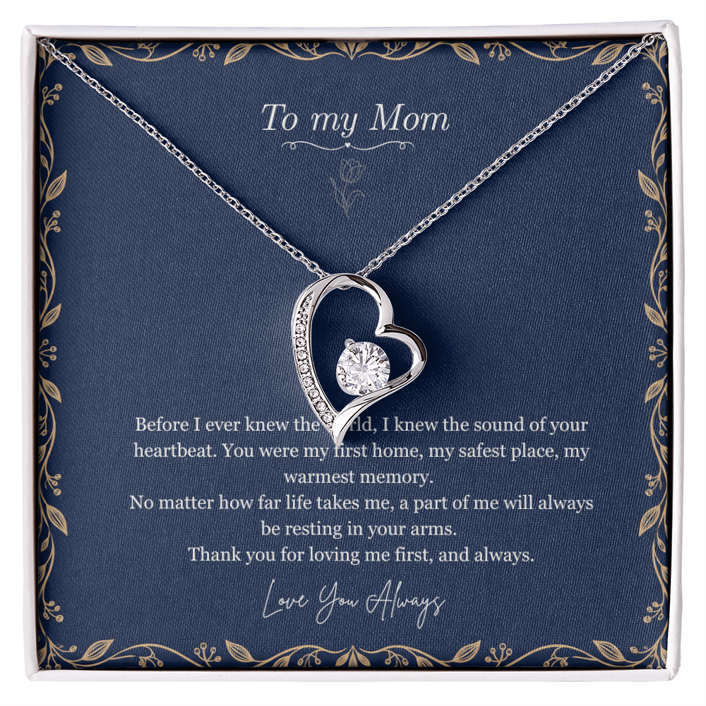 To My Mom Necklace – Forever Love Heart Pendant with Heartfelt Message Card & Gift Box