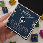 To My Grandmother Necklace – Forever Love Heart Pendant with Merry Christmas Message Card & Gift Box