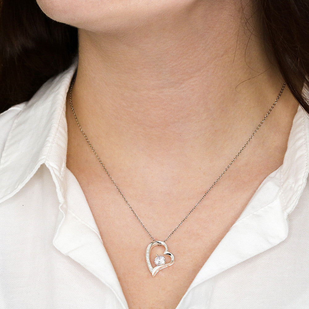 To My Wife Necklace from Husband – Forever Love Heart Pendant with One Home Message Card & Gift Box