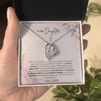 To My Daughter Necklace from Dad – "You'll Always Be My Little Girl" Forever Love Heart Pendant with Message Card & Gift Box – Christmas Gift for Daughter