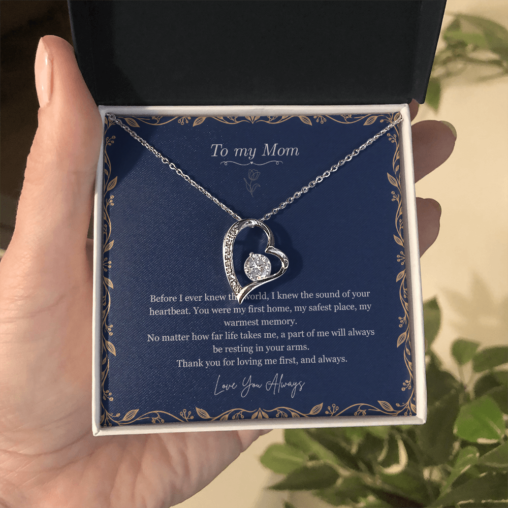 To My Mom Necklace – Forever Love Heart Pendant with Heartfelt Message Card & Gift Box