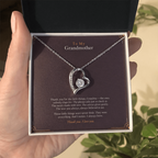 To My Grandmother Necklace – Forever Love Heart Pendant with Thank You Message Card & Gift Box