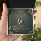 To My Wife Necklace from Husband – Forever Love Heart Pendant with One Home Message Card & Gift Box