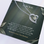 To My Wife Necklace from Husband – Forever Love Heart Pendant with One Home Message Card & Gift Box