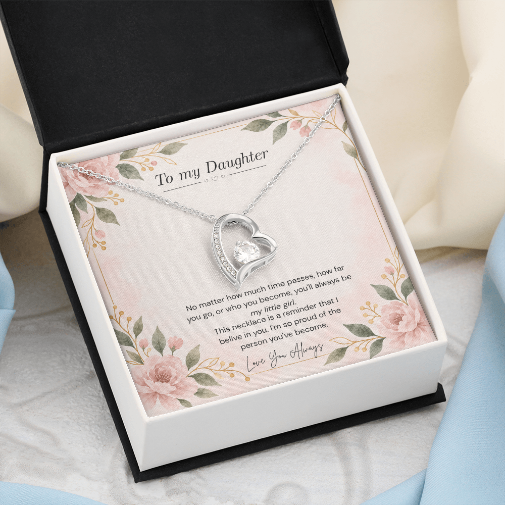 To My Daughter Necklace — “Always My Little Girl” Forever Love Heart Gift