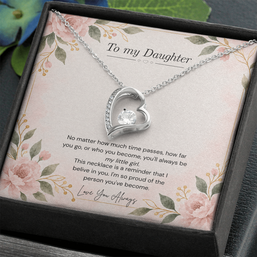 To My Daughter Necklace — “Always My Little Girl” Forever Love Heart Gift