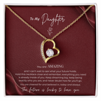 To My Daughter Necklace – You Are Amazing Forever Love Heart Pendant with Message Card & Gift Box
