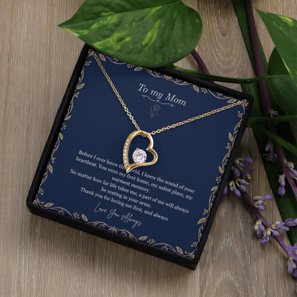 To My Mom Necklace – Forever Love Heart Pendant with Heartfelt Message Card & Gift Box