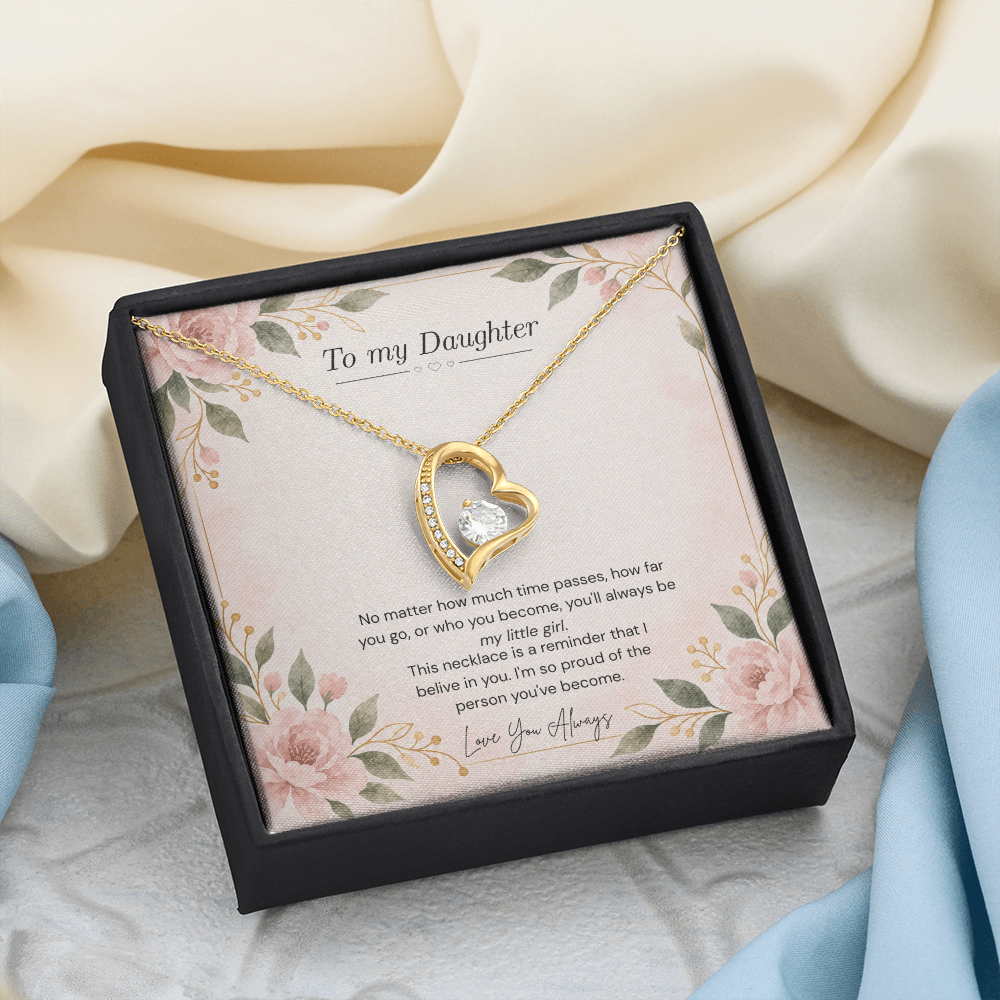 To My Daughter Necklace — “Always My Little Girl” Forever Love Heart Gift